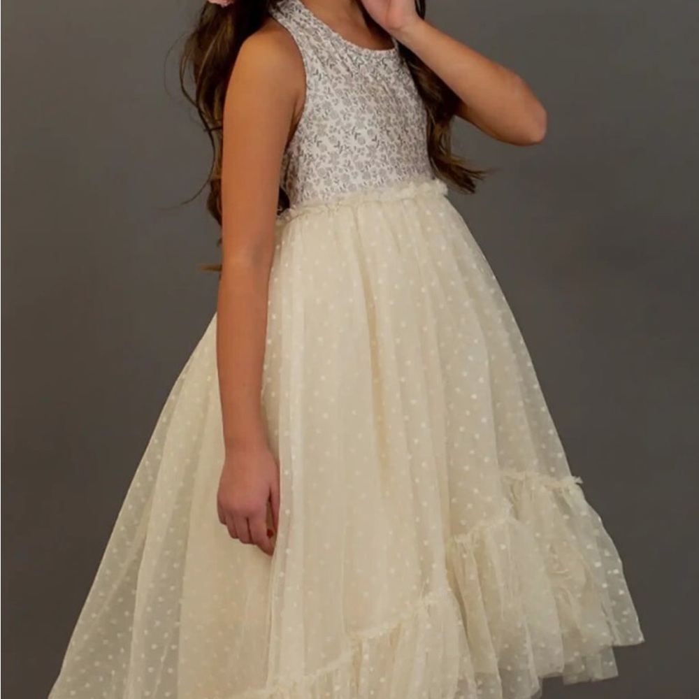 Joyfolie Cream Halter Sleeveless Formal Dress